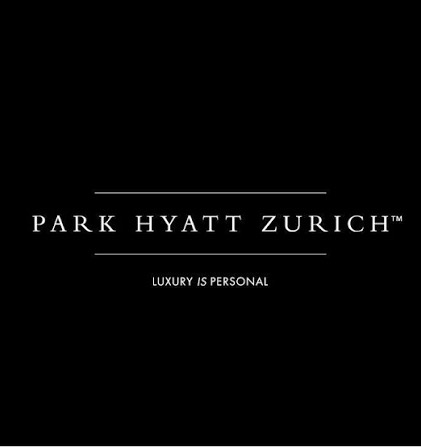 Park Hyatt Zurich wordmark — 'Luxury is personal' — in white on black.